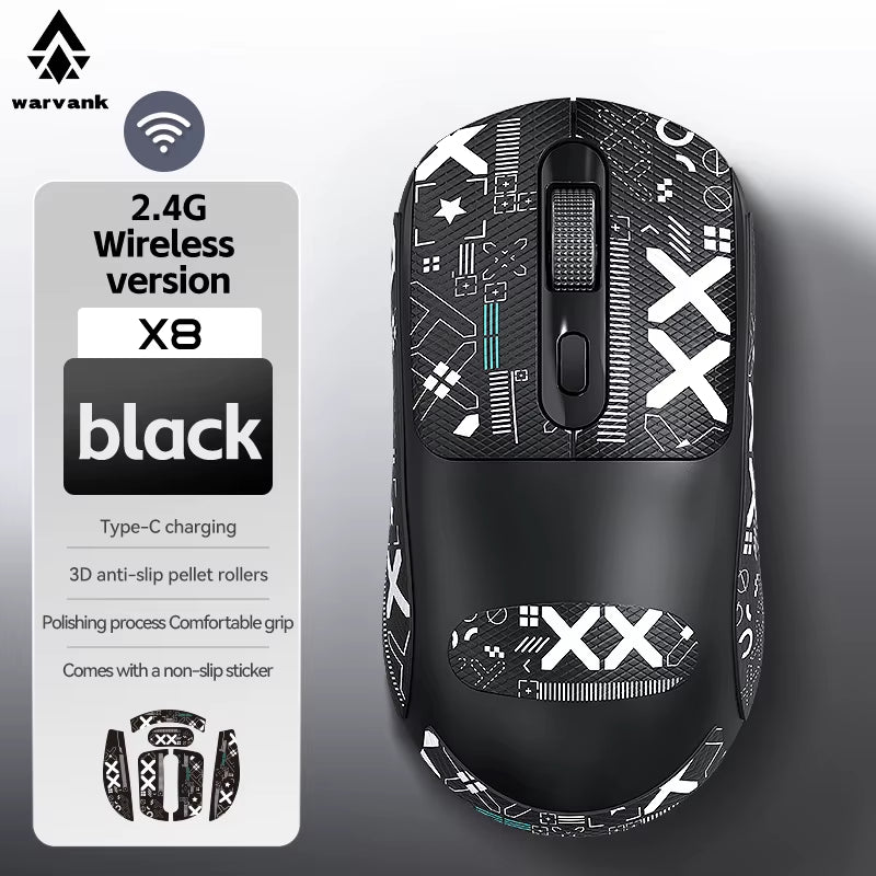 X8 Wireless Gaming Mouse, Type-C Rechargeable, 500mAh Battery