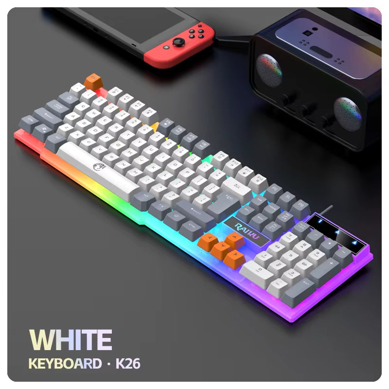 RAIKU T26 RGB Wired Gaming Keyboard & Mouse Set – Mechanical Feel, Luminous Backlight