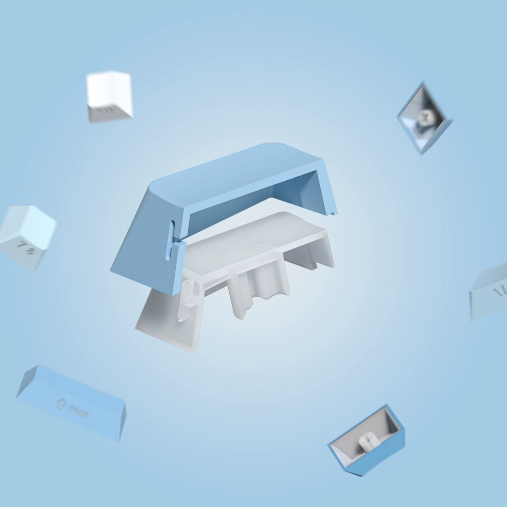 Gradient Blue Side Printed Keycaps Cherry Profile Double Shot PBT Keycaps 136 Keys for Cherry Gateron MX Switches Gamer Keyboard