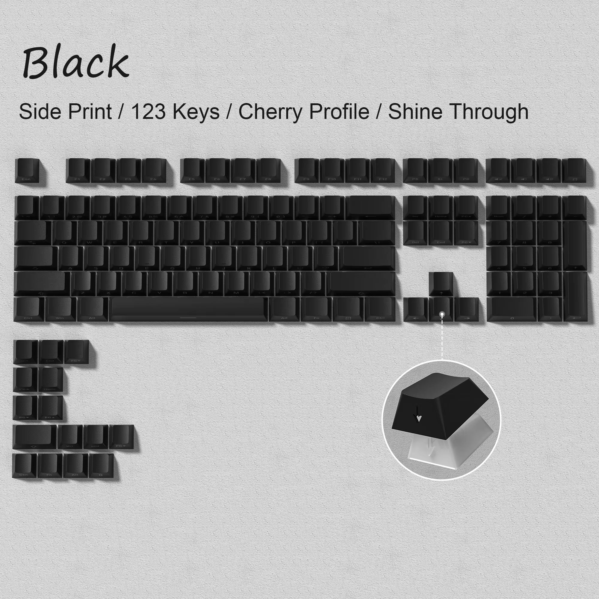 Gradient Blue Side Printed Keycaps Cherry Profile Double Shot PBT Keycaps 136 Keys for Cherry Gateron MX Switches Gamer Keyboard