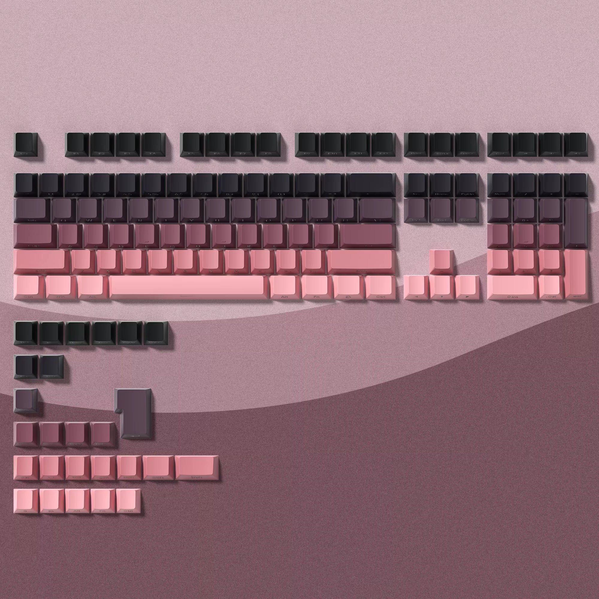 Gradient Blue Side Printed Keycaps Cherry Profile Double Shot PBT Keycaps 136 Keys for Cherry Gateron MX Switches Gamer Keyboard