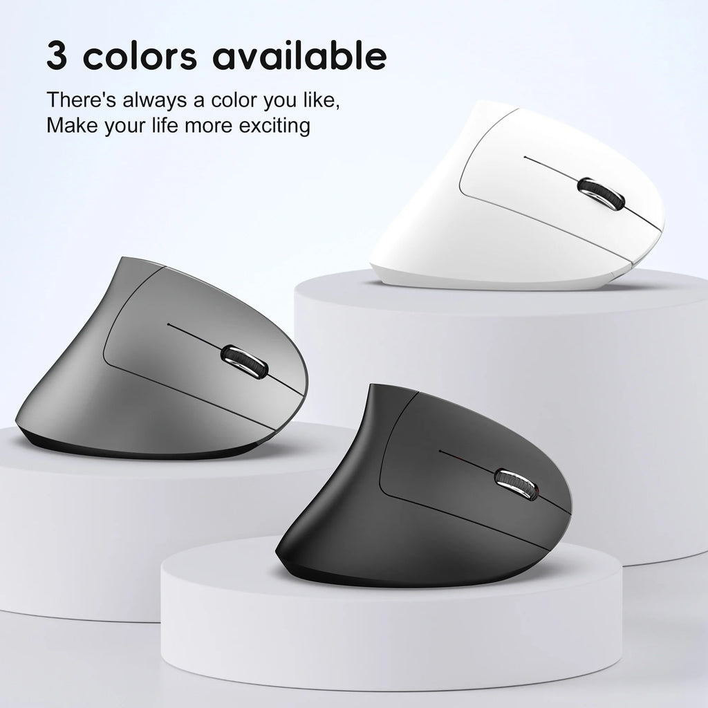 Dual Mode Vertical Ergonomic Mouse – Rechargeable 600mAh, 2400 DPI, Type-C