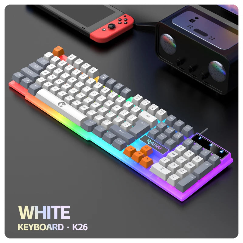 RAIKU T26 RGB Wired Gaming Keyboard & Mouse Set – Mechanical Feel, Luminous Backlight