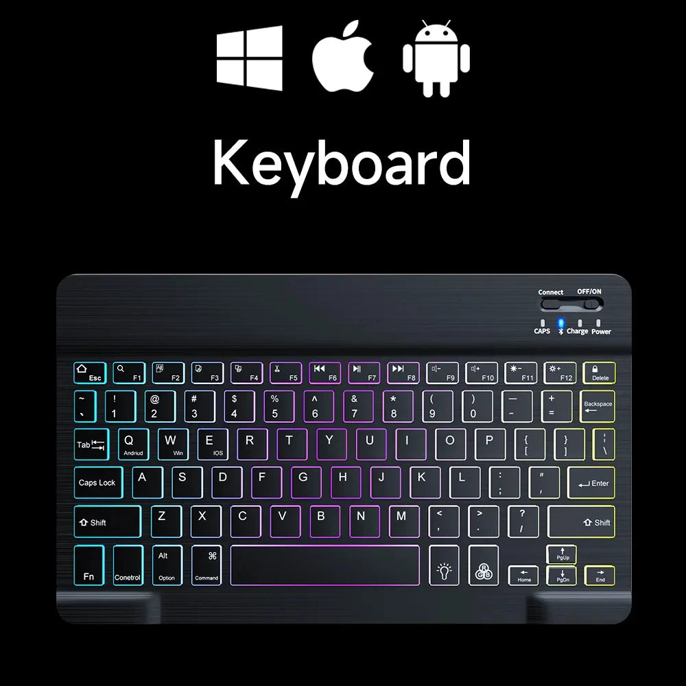 10Inch RGB Backlit Rechargeable Bluetooth Keyboard Wireless Keyboard Bluetooth Mini Keyboard for Spanish Russian Keyboard