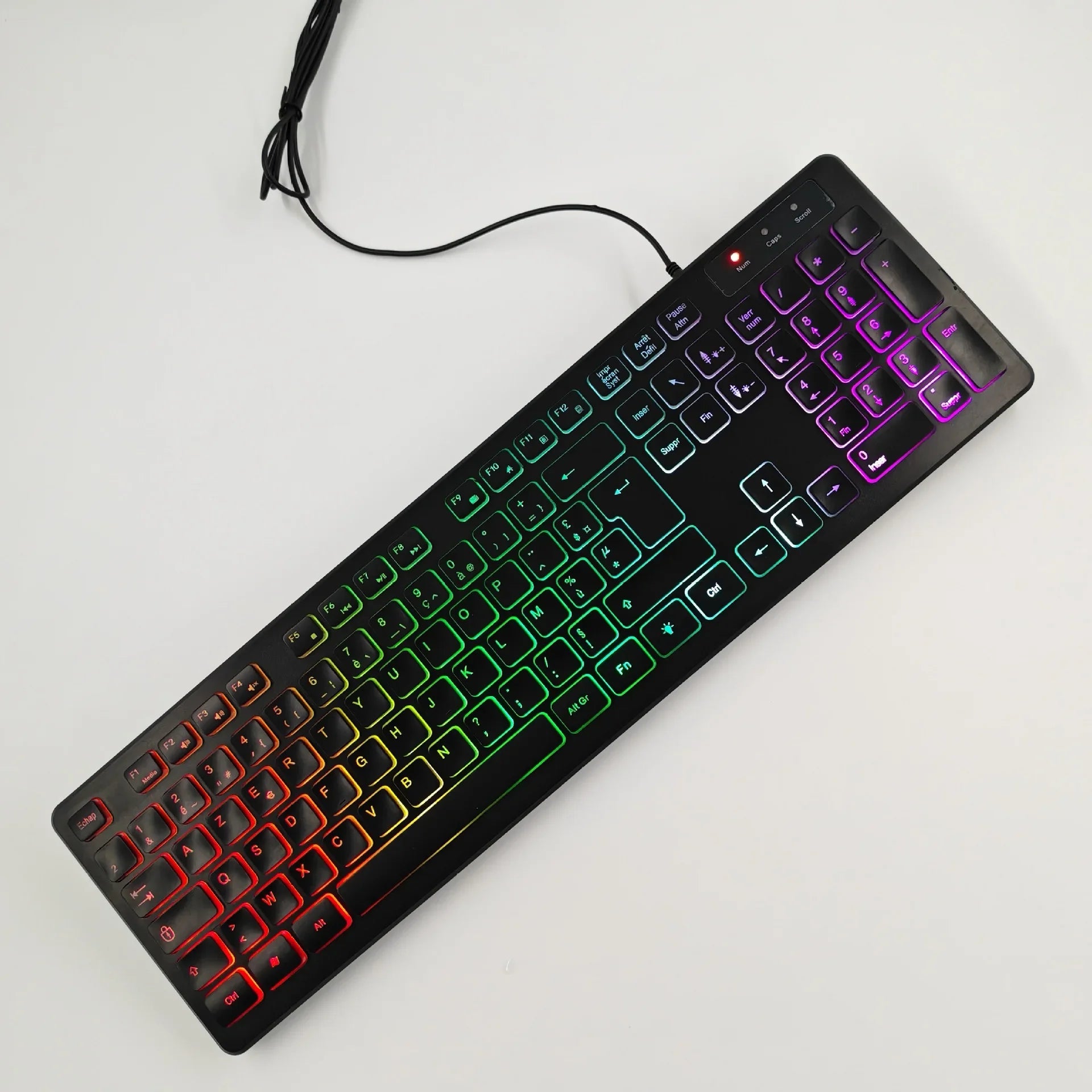 Computer Gaming Keyboard Light Backlit RGB Mute Wired Keyboard USB Office Home Russian French Spanish German Arabic English
