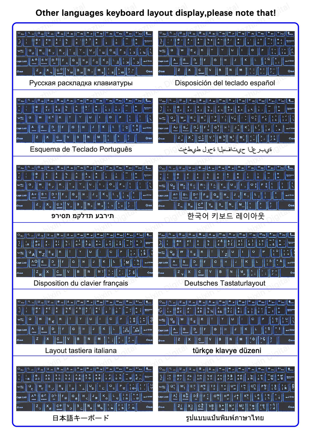 10Inch RGB Backlit Rechargeable Bluetooth Keyboard Wireless Keyboard Bluetooth Mini Keyboard for Spanish Russian Keyboard