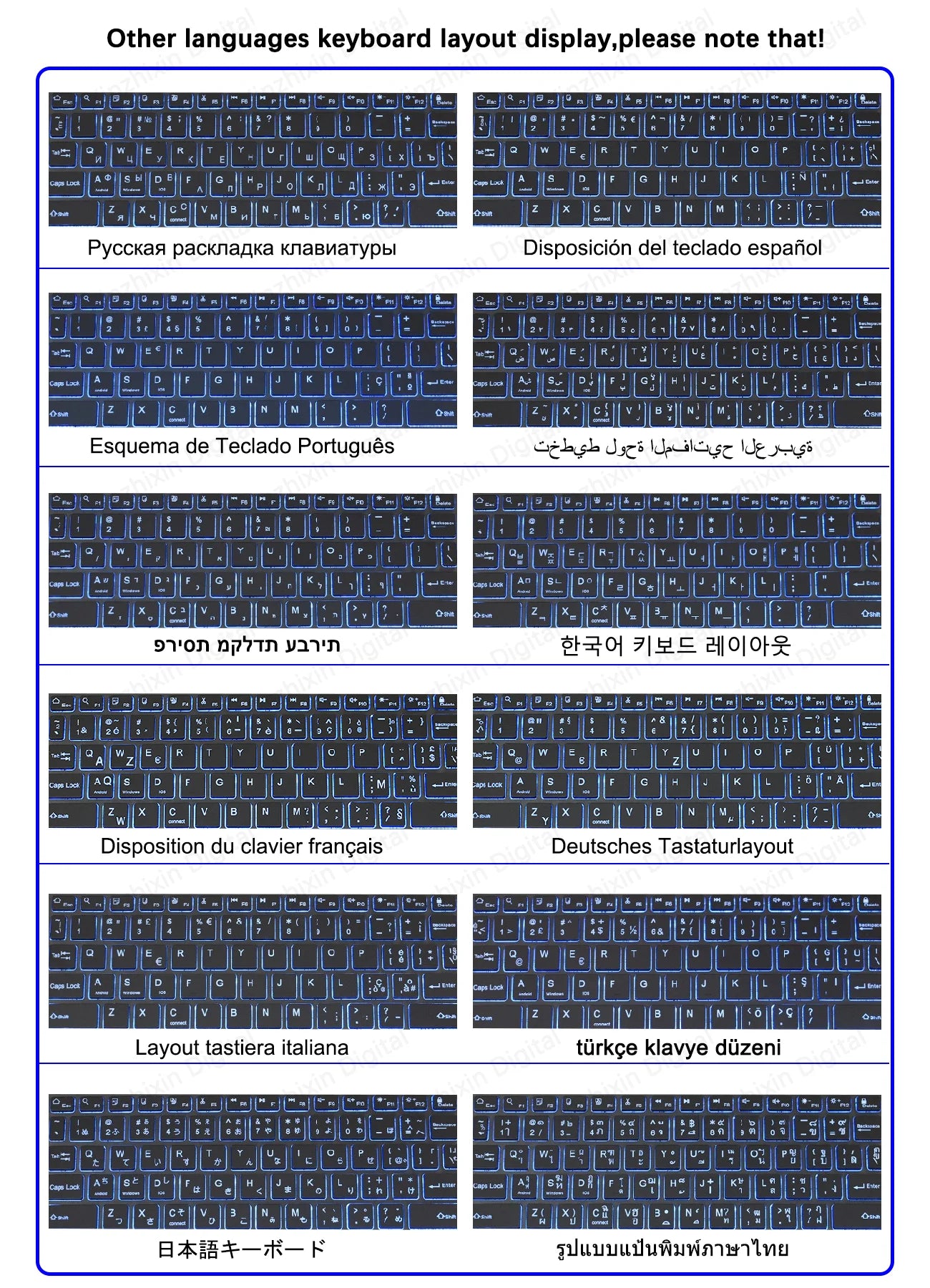 10Inch RGB Backlit Rechargeable Bluetooth Keyboard Wireless Keyboard Bluetooth Mini Keyboard for Spanish Russian Keyboard