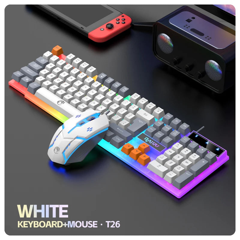 RAIKU T26 RGB Wired Gaming Keyboard & Mouse Set – Mechanical Feel, Luminous Backlight