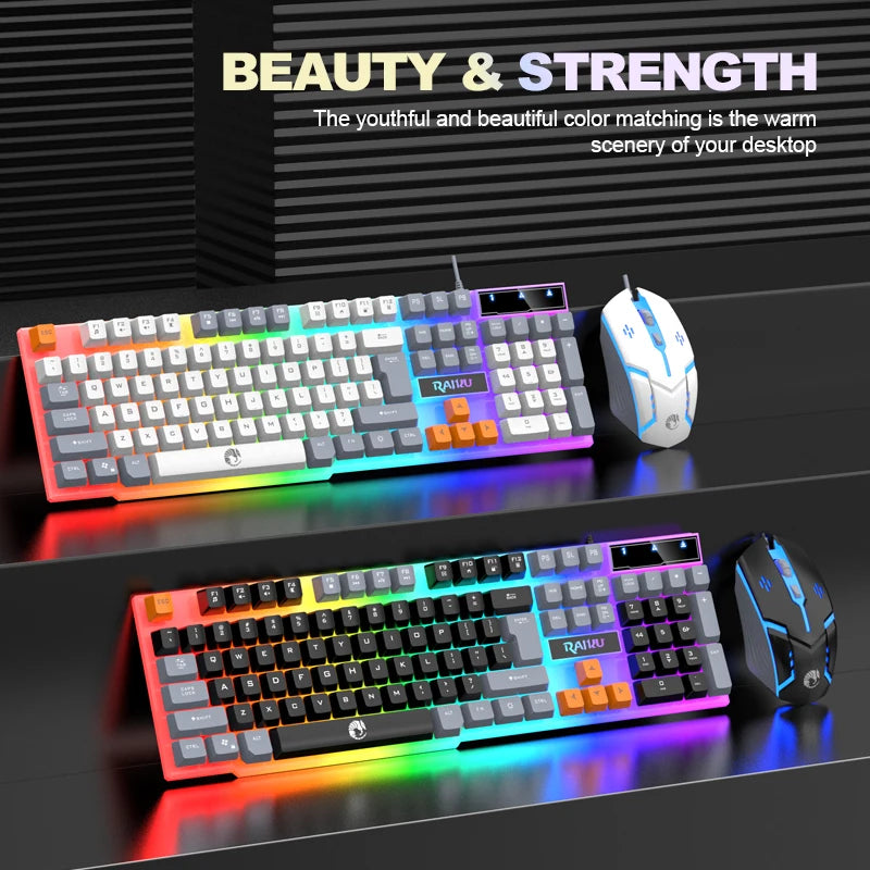 RAIKU T26 RGB Wired Gaming Keyboard & Mouse Set – Mechanical Feel, Luminous Backlight