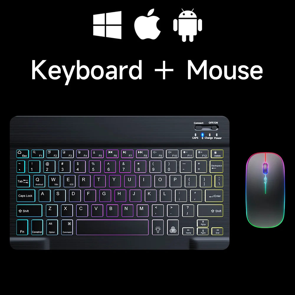 10Inch RGB Backlit Rechargeable Bluetooth Keyboard Wireless Keyboard Bluetooth Mini Keyboard for Spanish Russian Keyboard