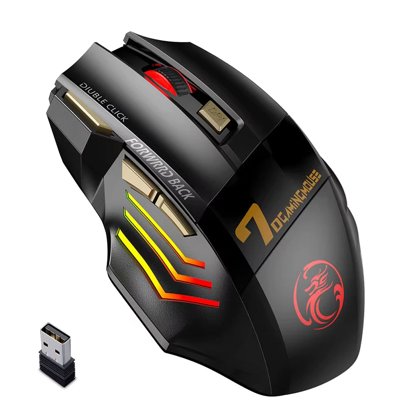 Rechargeable Wireless Gaming Mouse – RGB, Bluetooth & USB, Silent Ergonomic Design